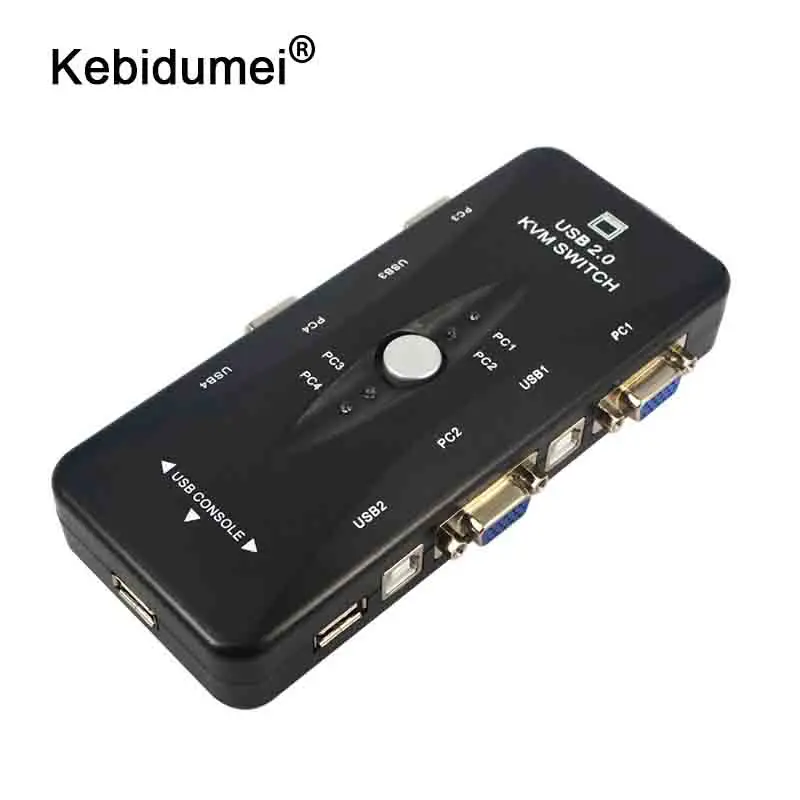 Портативный USB 2 0 KVM 4 Порты селектор VGA печати ручной переключатель монитор Box SVGA