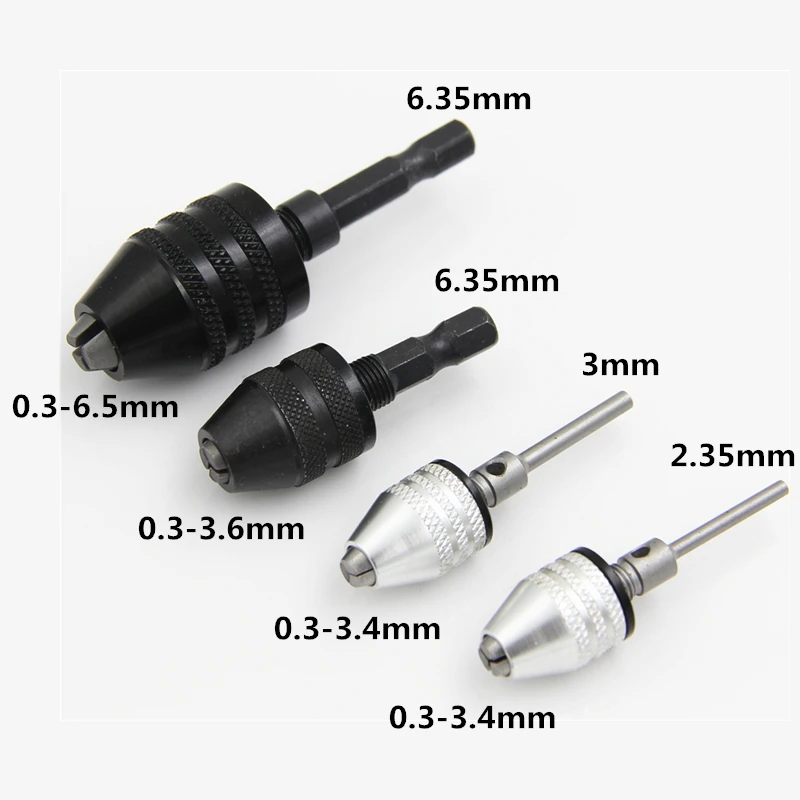 1pc 0.3-6.5mm/0.3-8mm Keyless Drill Chuck Adapter Impact Hex Shank Tool 