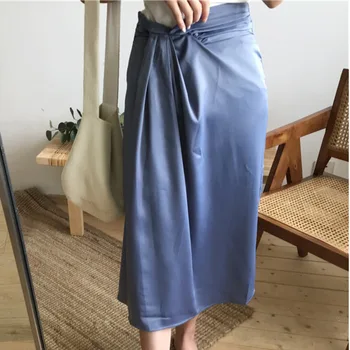 

LANMREM 2020 Summer New Casual Fashion Temperament Retro Women Loose Plus Solid Color Split High Waist Skirt TC382