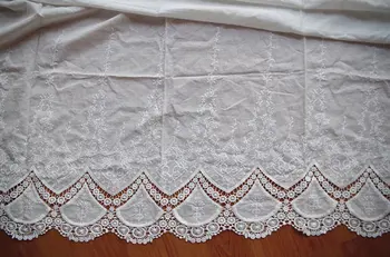 

off white Lace fabric, retro lace fabric with scalloped lace border, bridal lace fabric 5yard