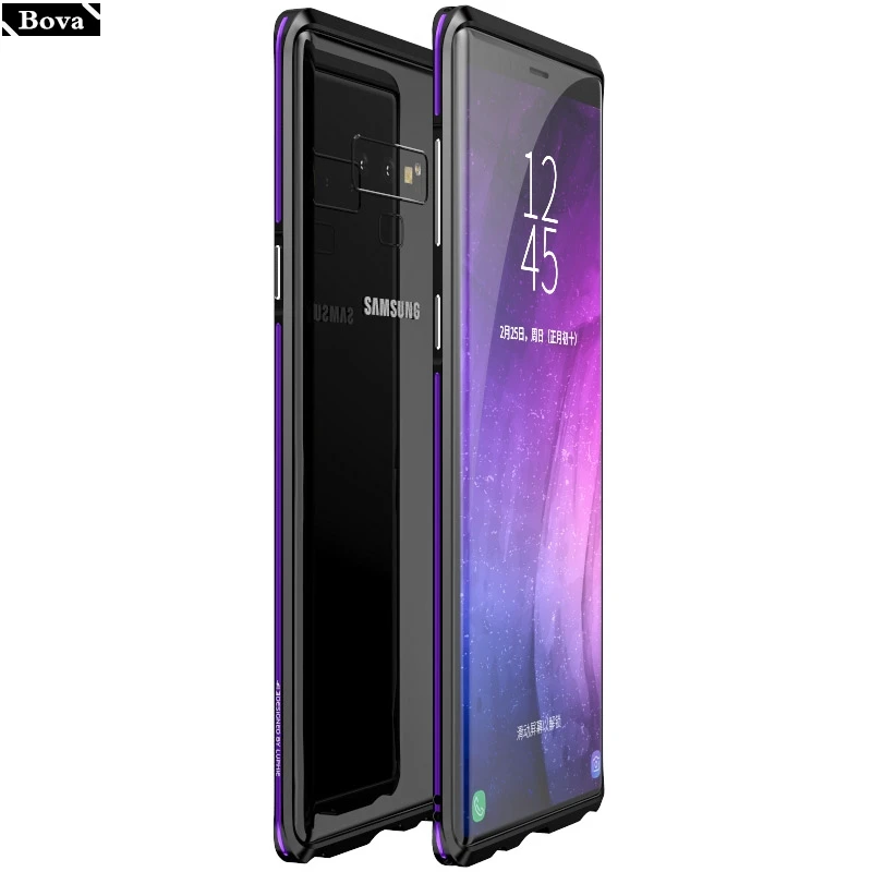 Note 9 чехол роскошный Ультратонкий алюминиевый бампер для samsung Galaxy Note9 Note 9 защитный алюминиевый чехол для телефона - Цвет: Black Purple