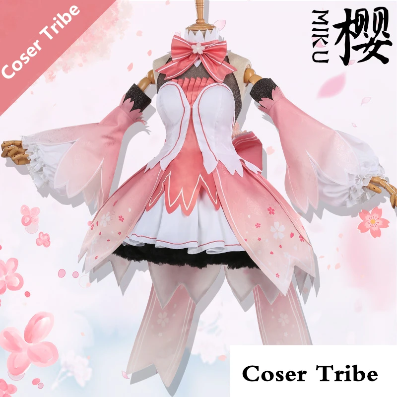 

[Nov. STOCK] 2018 Anime Vocaloid MIKU Sakura Pink Lolita Dress Cosplay Costume Full Set For Women Halloween Free Shipping New.