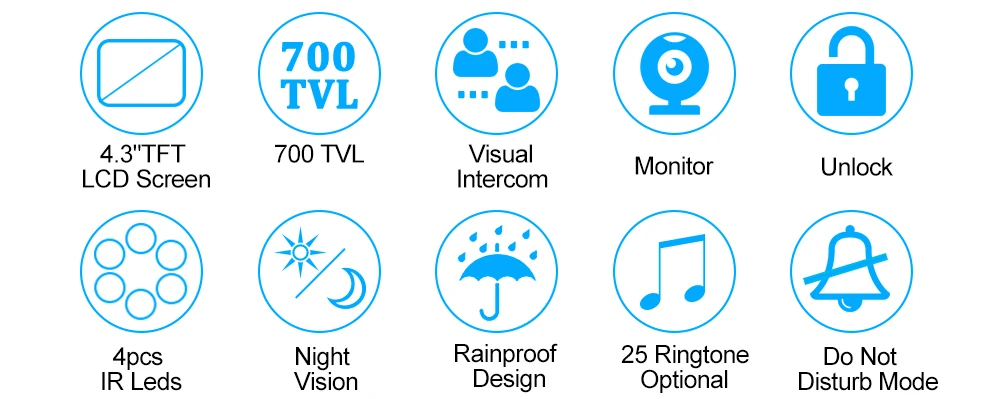 4,3 ''TFT lcd проводной дверной домофон для дома, видео дверной звонок, Система домофона IR COMS, ночное видение, уличная камера 700TVL, цветной монитор