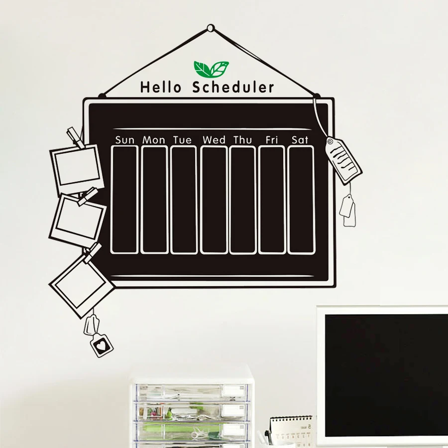 DIY Hello Scheduler chalkboard calendar Vinyl Wall Decal Removable