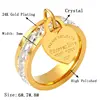 Anillo de acero inoxidable para mujer, sortija de dedo de cristal chapado en oro para amantes, Circonia cúbica de moda, Color plata, joyería para fiesta y boda ► Foto 2/6