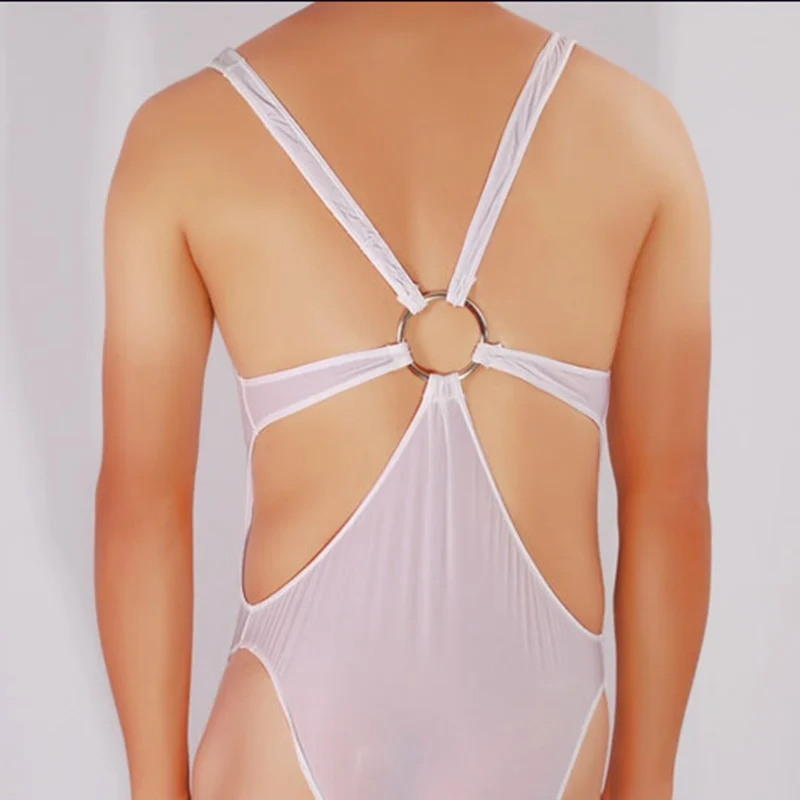 

Siamese underwear ultra-smooth ice silk underwear metal ring tight body piece clothing bodysuit men mens bodysuit underwear