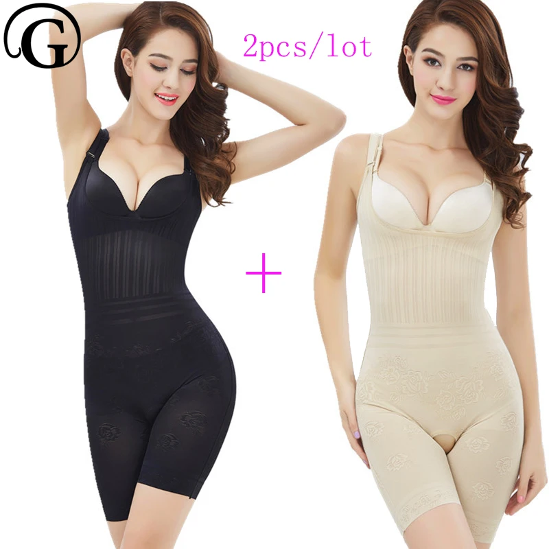 PRAYGER 2pcs lot Women Body Shaper Bodysuit Mesh font b Slimming b font tight Underwear Full