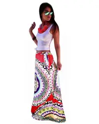 Для женщин юбка Таиланд ветер Длинная юбка с принтом и положить на больших пятно Цвет Юбки для женщин
