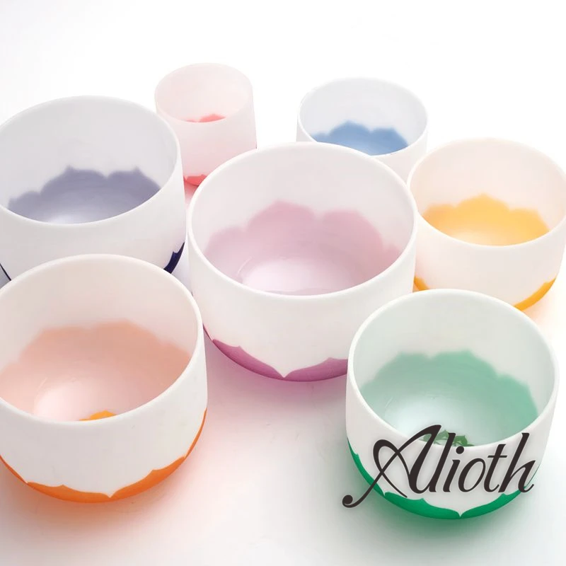 

14 Inch Lotus Pattern Colored Crystal Singing Bowl in various Note for Chakra Balancing/Yoga/Meditation/Sound Therapy