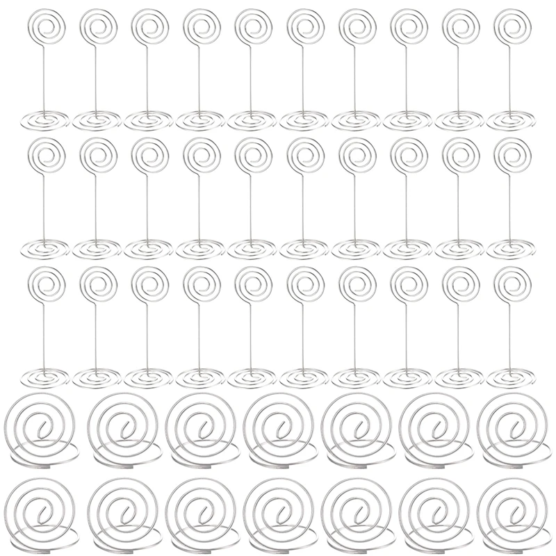 

36 Pieces Silver Table Number Holders Table Card Photo Menu Name Holder, 24 Pieces Stand Table Holder and 12 Pieces Ring Table