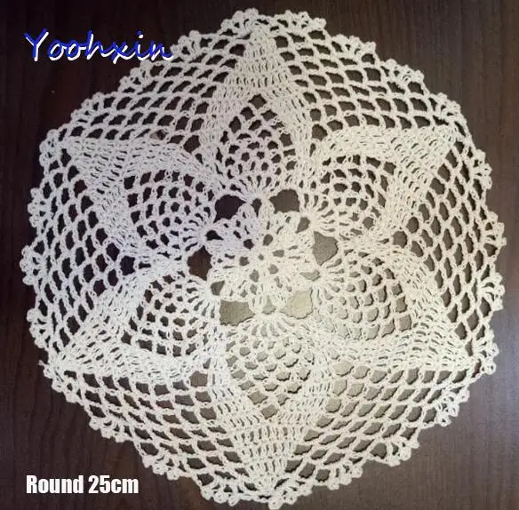 Vintage round lace cotton table place mat crochet coffee placemat pad Christmas drink coaster cup mug tea dining doily kitchen