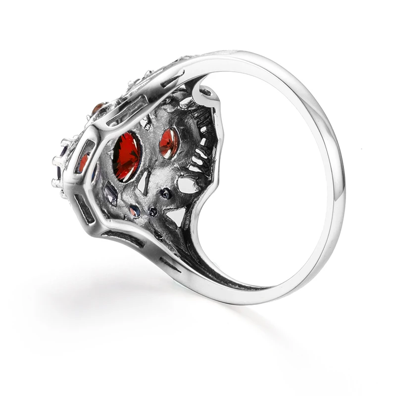 Szjinao Punk Red Stone Soild 925 Sterling Silver Ring Restoring Ancient Female Fashion Garnet Wedding Jewelry Big Order Price