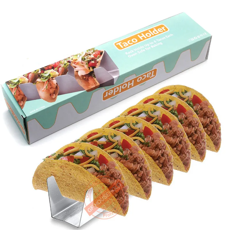 

Stainless Steel Taco Holder Stand, Taco Truck Tray Style, Rack Holds Up to 6 Tacos Each, Oven Safe for Baking