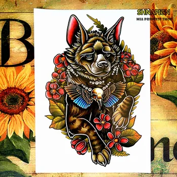 

Hyena leader Temporary Tattoo Body Art Flash Tattoo Stickers 12*20cm Waterproof Henna Tatoo Styling Home Decor Wall Sticker