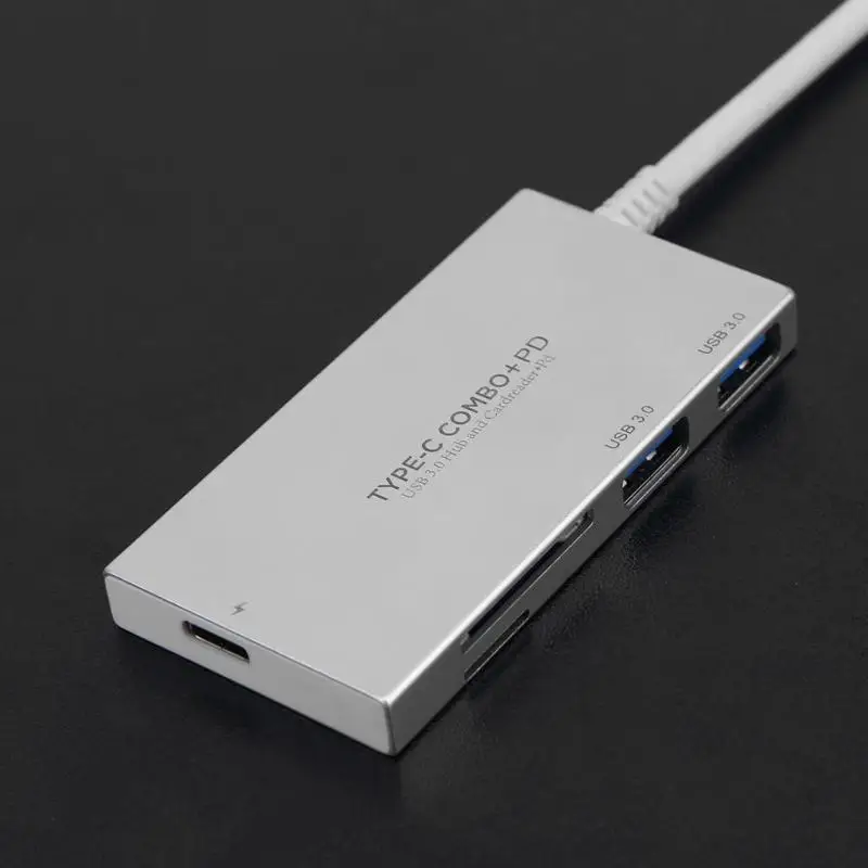 ПК Аксессуары серебристый алюминий Тип-C USB 3,1 3* USB3.0 Порты концентратор адаптер конвертер для MacBook 12 дюймов