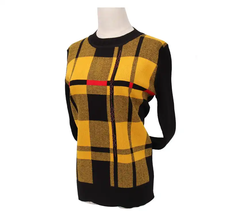 yellow checkered sweater