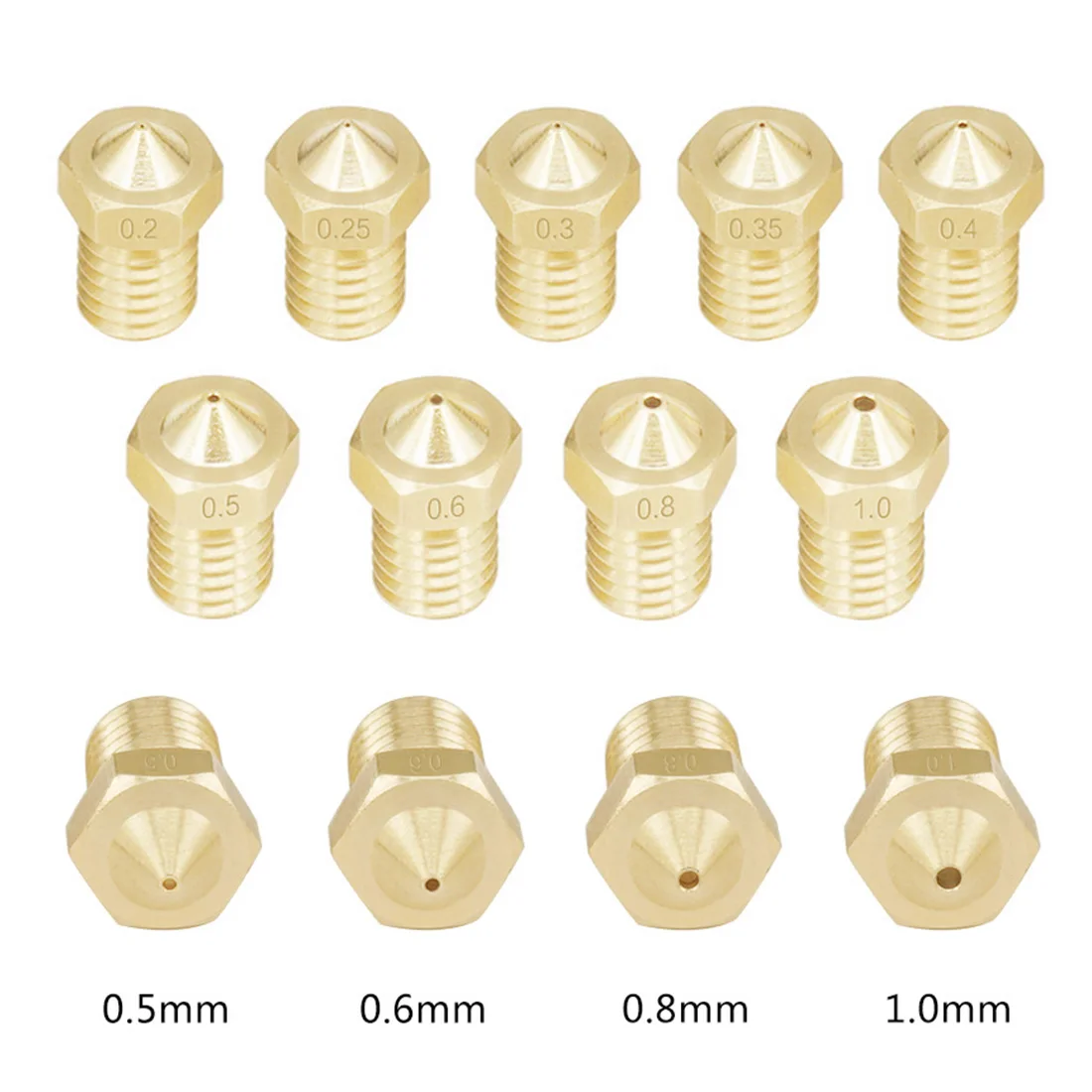 3D-принтеры аксессуары V5 V6 M6 Резьбовая насадка 0,2 0,25 0,3 0,35 0,4 0,5 0,6 0,8 1,0 мм для 1,75 мм нить металлический E3D