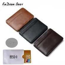 KUDIAN BEAR, тонкий кожаный мужской кошелек, волшебный, брендовый, дизайнерский, мужской кошелек, держатель для карт, корейский, двойные зажимы для денег, BID224 PM49