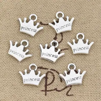

40pcs Charms Crown Priness 13x11mm Antique Bronze Silver Color Pendants Making DIY Handmade Tibetan Bronze Silver Color Jewelry