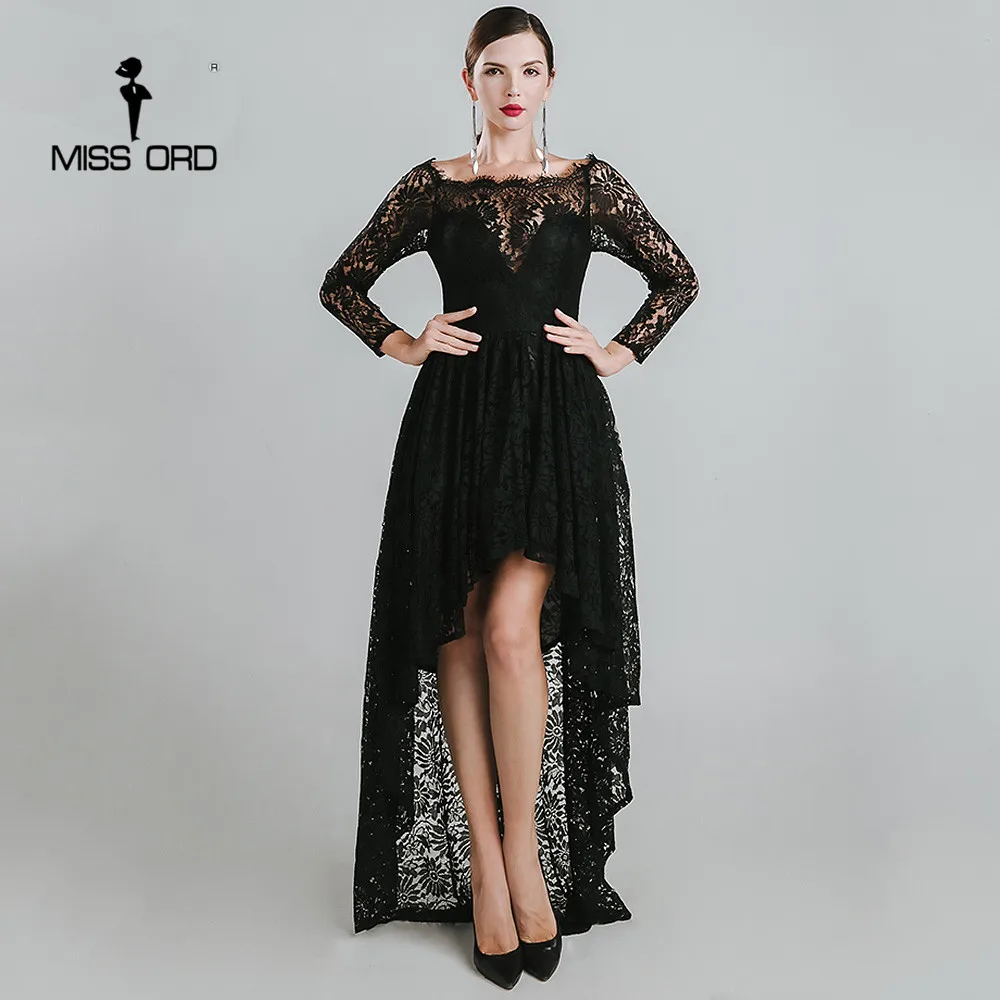 

MISS ORD 2019 Sexy collar long sleeve lace stitching dress FT4763