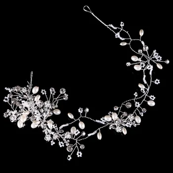 

New Design Fashion Bridal Headbands Tiara Gold Siver Crystal Pearl Wedding Hair Accessories Romantic Bride Hairband Hair Jewelry