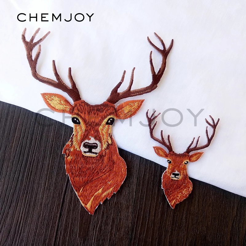 Embroidered Deer Patch for Clothing Iron on Sewing Antler Applique for