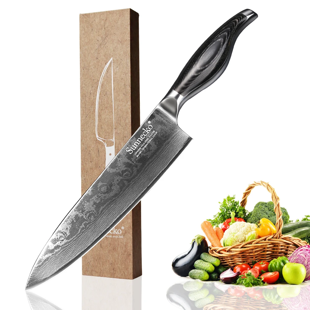 SUNNECKO Дамаск кухонные ножи шеф повара набор Santoku Терка нож для очистки овощей