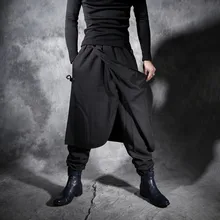 Весенне-летние мужские повседневные брюки в китайском стиле из искусственной кожи из двух частей мужские свободные шаровары брюки костюмы