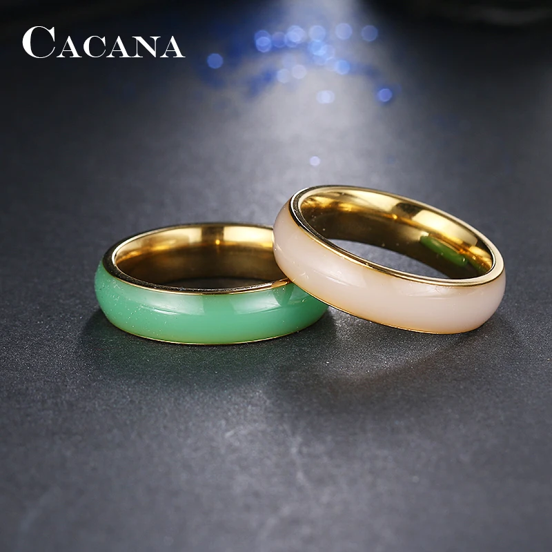 Кольца CACANA из нержавеющей стали для женщин Яркие керамические модные украшения