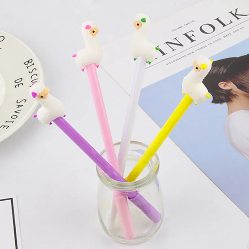 

4 Pcs/set Cute Candy Color Alpaca Gel Pens Signature Pen Stationery Escolar Papelaria School Office Supply Promotional Gift