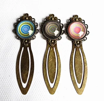 

Jiangzimei 24pcs Mandala Flower Bandanna bookmark for girls 20mm Bronze silver ruler Paisley Bookmarks for Girls best gift