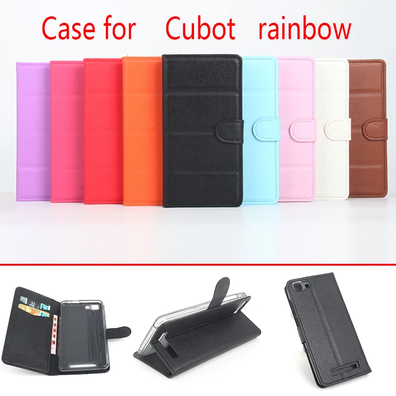 

HongBaiwei For Cubot Rainbow Flip Litchi Grain Leather Case Cover Luxury Phone bags with Wallet Stand Card Solt