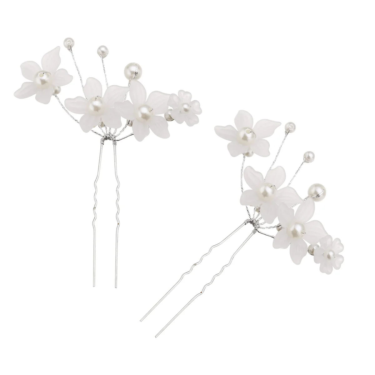 

2pcs Stylish Bridal Hair Pin Flower Pearl Decorative Hair Clip Headwear Headdress Jewelry Hair Accessories