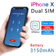 2018 for iPhone X Ultrathin Rubber frame Dual SIM Dual Standby Bluetooth Adaper Long Standby 7days with 3150 mAh Power Bank