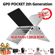 GPD Pocket2 Pocket 2 7 дюймов алюминиевый корпус сенсорный экран мини ноутбук UMPC Windows 10 система Процессор Core m3-8100Y 8 ГБ/128 ГБ серебро