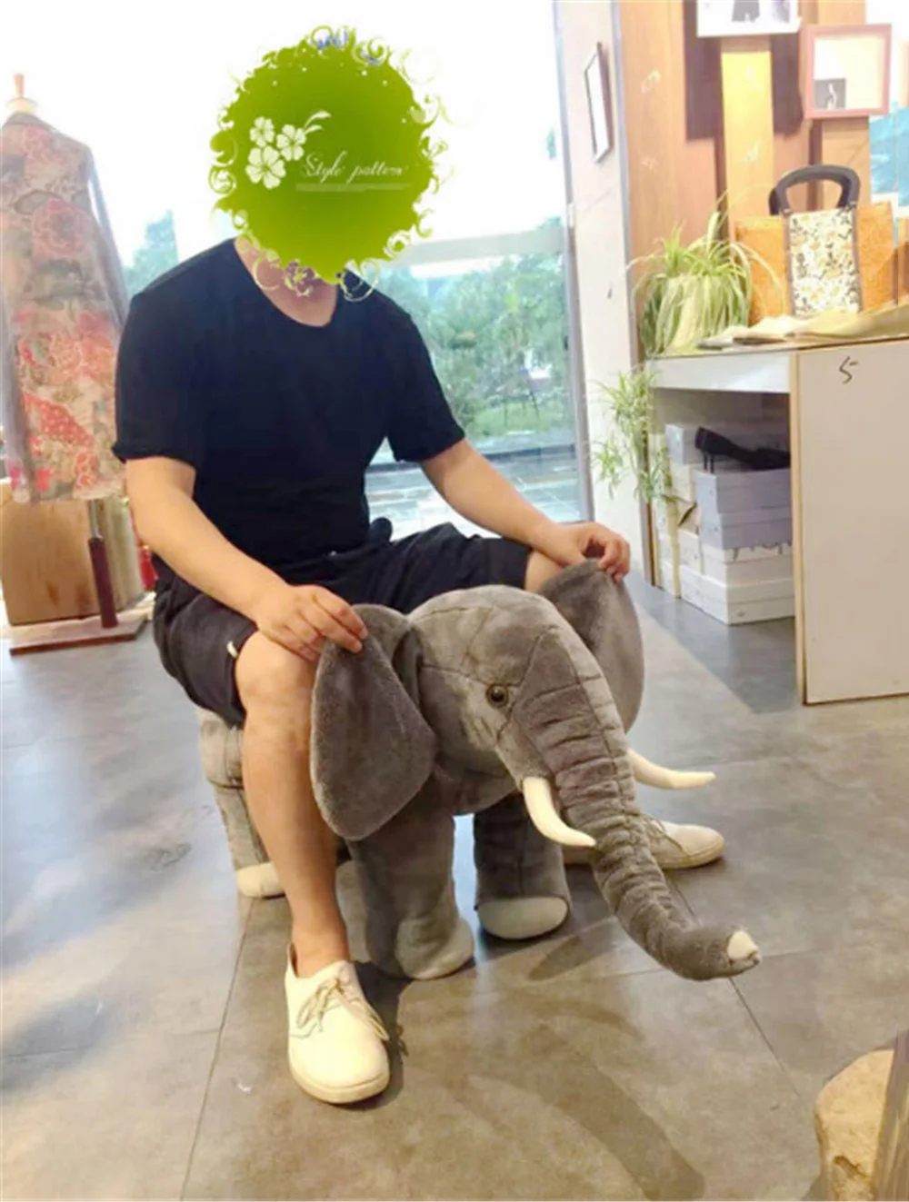 Fancytrader One Piece Pop Anime Elephant Plush Toy Stuffed Animals Elephant Chair Doll for Kids  2