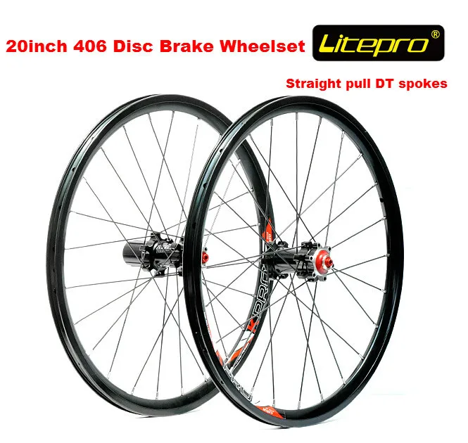 Litepro прямой вытяжной 20 дюймовый 406 колесный набор BMX складной велосипед дисковый