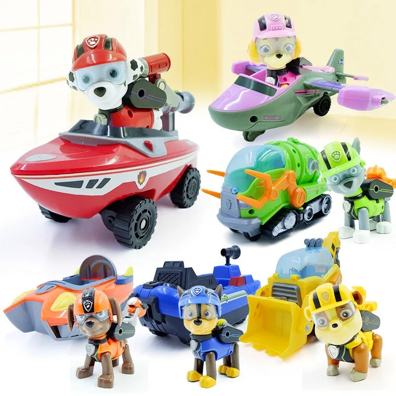 

Marine Paw Patrol Car Submarine Toys Can Deformation Music PVC Action Anime Figure Model Patrulla Canina Toy Of Children Gift