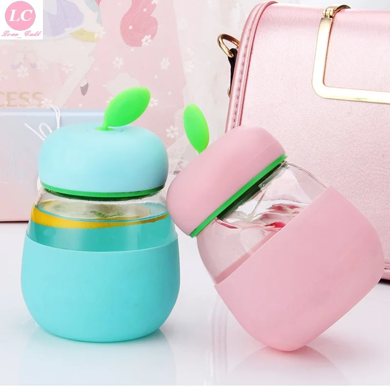 

New Creative cup 300ML MINI Water Bottle Fruit Cups Silica Gel Glass Water cups Anti-hot Portable Glasses Advertising cups