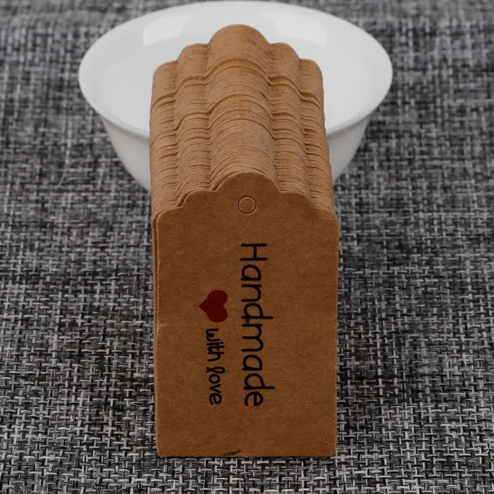 love 3x5cm brown 3-5 см ручная работа 100 шт микс форма коричневая белая бумага подарочная этикетка буквы бирка Круглый Свадебный день рождения сувениры/печенье декоративная бирка - Цвет: love 3x5cm brown
