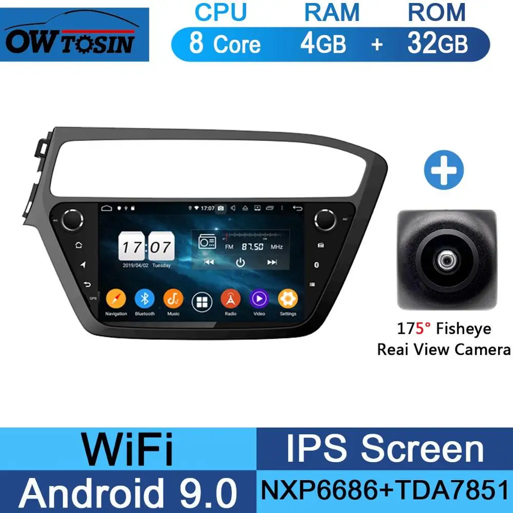 " ips 8Core 4+ 64G Android 9,0 автомобильный мультимедийный плеер для hyundai i20 LHD gps Радио DSP CarPlay Parrot BT - Цвет: 32G Fisheye Camera