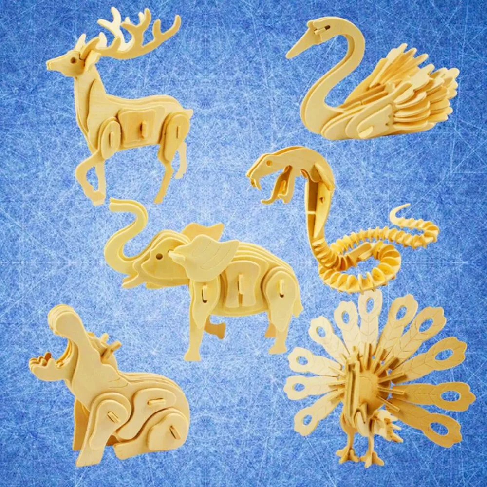 

1pc 3D Puzzle Jigsaw Wooden Toys Animal Wooden Toys Learning Education Environmental Assemble Toy Educational Games For Children