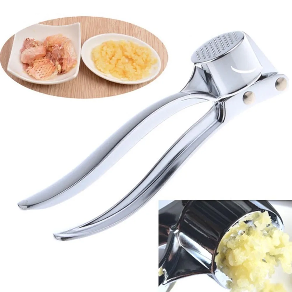 Portable Garlic Press 3cm Alloy Garlic Squeeze Presser Peeler Ginger