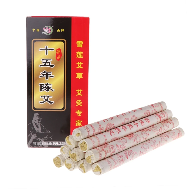 15 Years Aging Moxa Roll Stick Moxibustion Acupuncture Massage Therapy 10Pcs moxibustion box