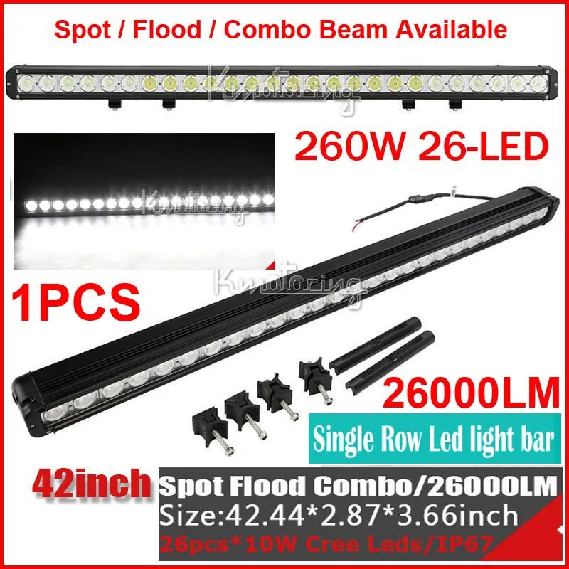 

1PCS 42" 260W CRE 26LED*(10W) Work Light Bar Driving Off-Road SUV 4WD 4x4 Spot / Flood / Combo Beam 26000lm 9-70V POWER 1 Row