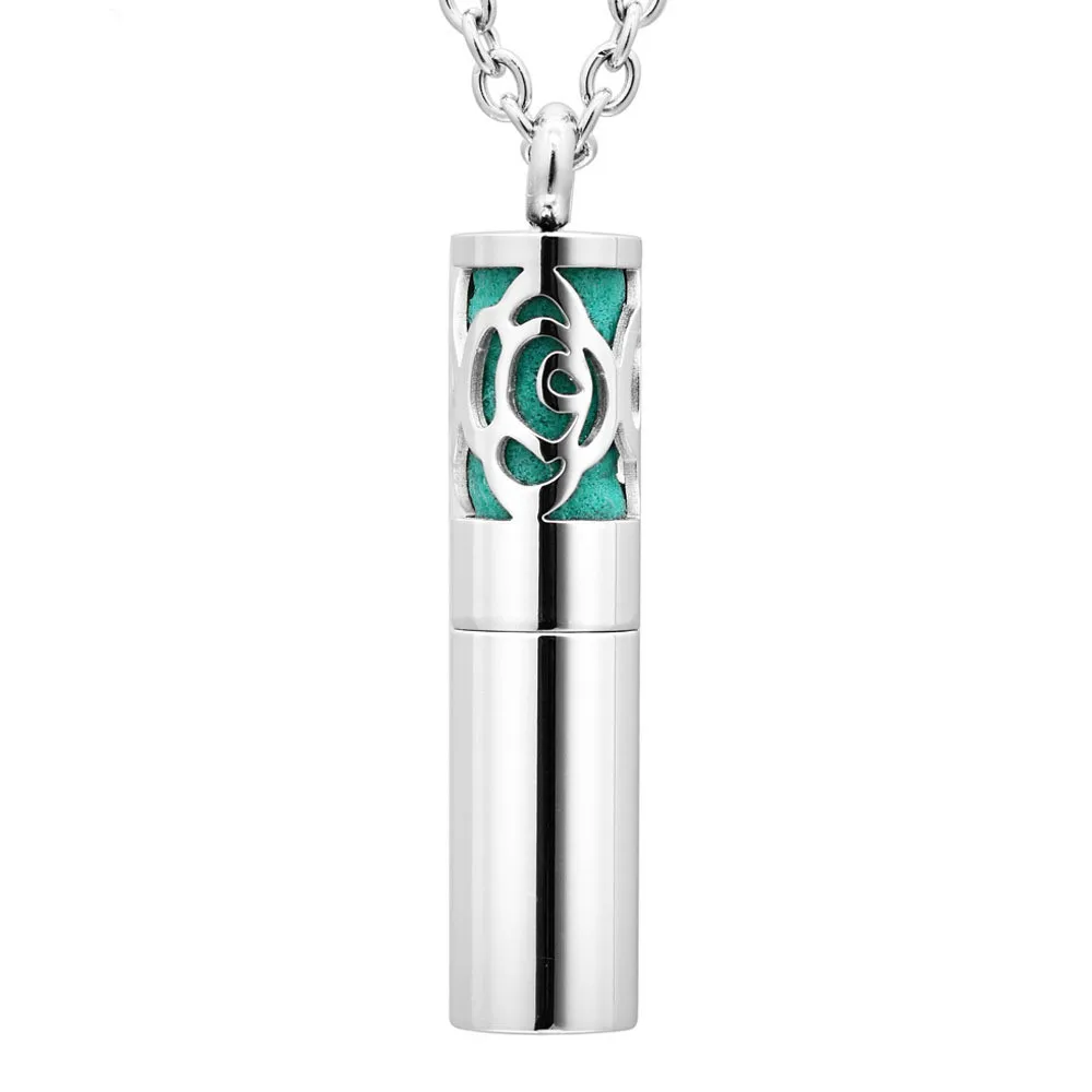 

Aromatherapy Necklace with Diffuser and Container 2-in-1 Stainless Steel Perfume Bottle Essential Oil Locket Pendant Jewelry