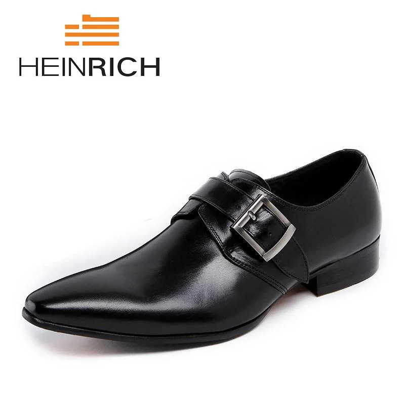 

HEINRICH 2019 Autumn New Brand Fashion Black Pointed Toe Mens Dress Shoes Genuine Leather Men Wedding Shoes Herren Schuhe