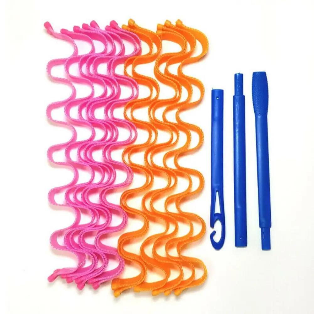 

24 PCS DIY Lady Magic Long Hair Curlers Spiral Ringlets Wave Curl Leverage Rollers Formers Ripple Hair Curlers
