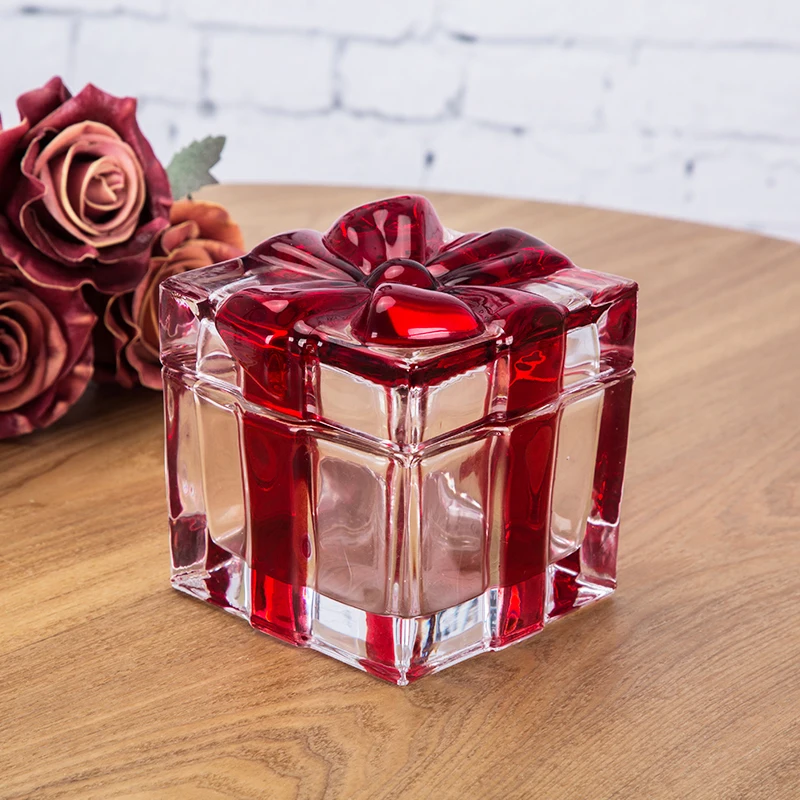

Storage Box Wedding Dessert Candy Tea Can Square Clear Lid Seal Storage Bottles Jars home glass wedding snack candy box