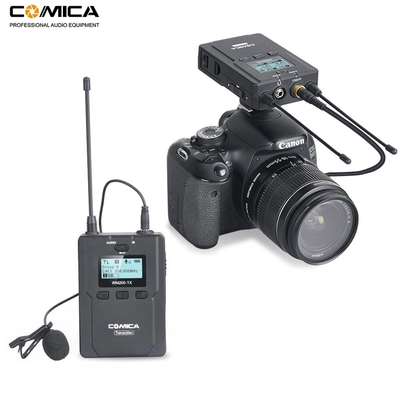 Comica CVM-WM200C 96-канальный UHF Беспроводной Lavalier отворотом микрофон система для Canon Nikon